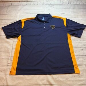 West Virginia Mountaineer Polo Shirt Blue and‎ Yellow NCAA by KA Inc Men's XL